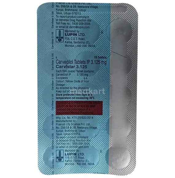 cardivas 3.125 tablet 15's